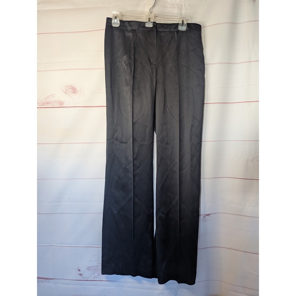 Escada Black 100% Silk Wide Leg Trousers Pants Size 38 Made in Slovenia